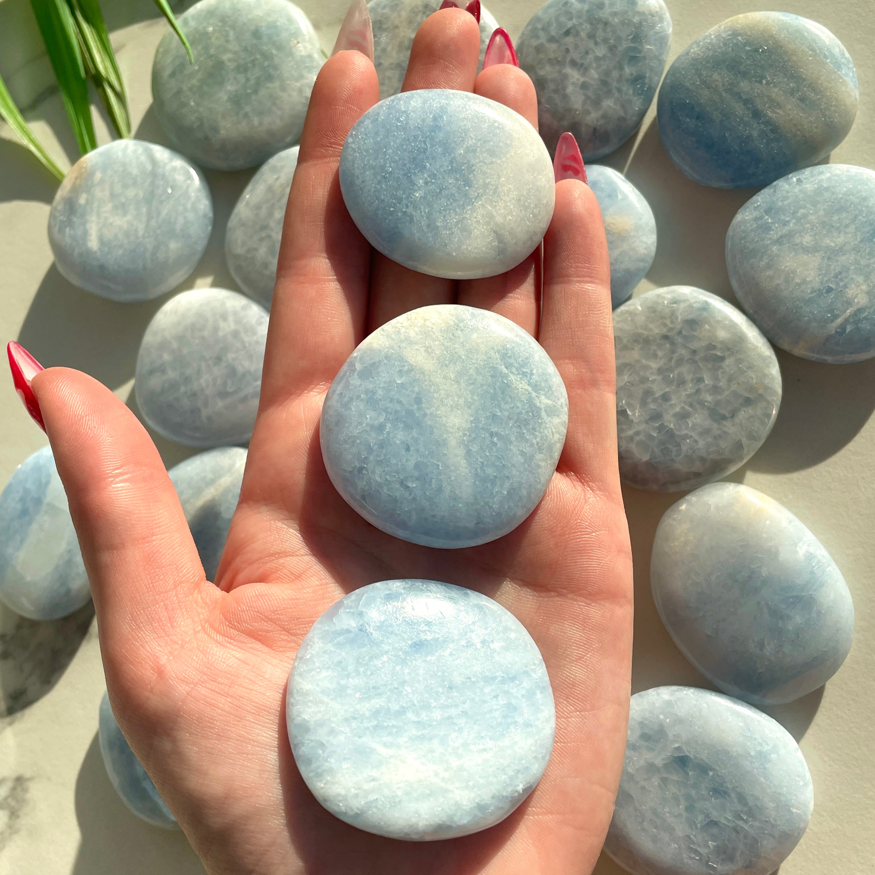 Pocket Palm Stone - Blue Calcite Pocket Palm Stone - Blue Calcite